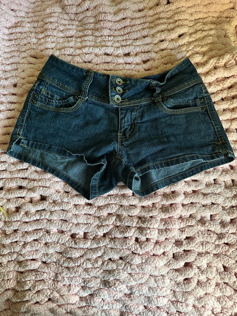 Angels Dark Blue Denim Jean Shorts